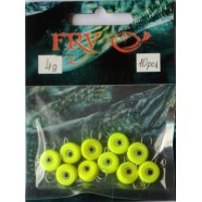 Грузило вухатий рибальський, таблетка (ексцентрик) колір Silvereyes Лайм, 10шт в уп., вага 4г